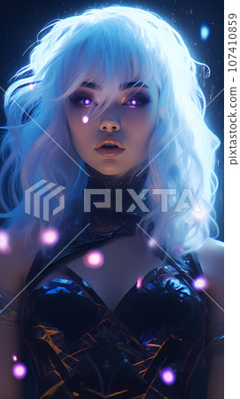 手绘卡通唯美的星际科技感女人插画 手绘卡通唯美的星际科技感女人插画 107410859
