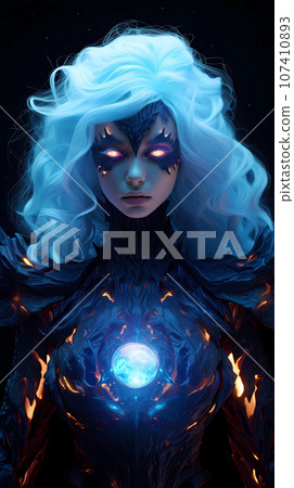 手绘卡通唯美的星际科技感女人插画 手绘卡通唯美的星际科技感女人插画 107410893