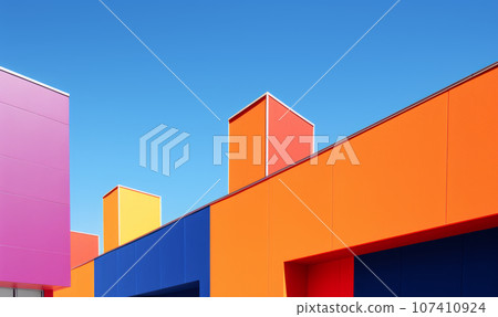 Colored buildings. Abstract modern architecture, minimalistic style Colored buildings. Abstract modern architecture, minimalistic style 107410924