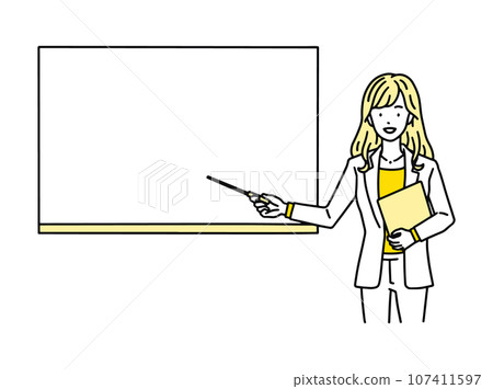 一位女性/商務人士使用白板進行解釋 107411597
