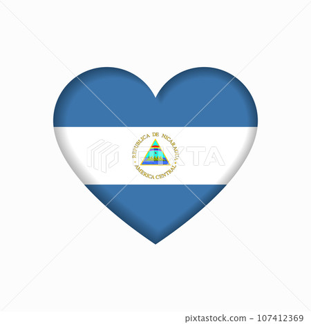 Nicaraguan flag heart-shaped sign. Vector illustration. 107412369