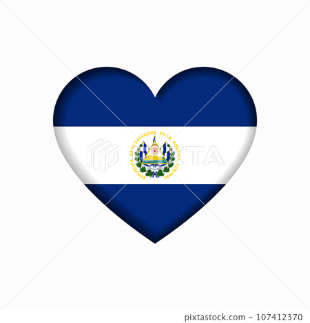El Salvadoran flag heart-shaped sign. Vector illustration. El Salvadoran flag heart-shaped sign. Vector illustration. 107412370