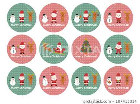 Christmas icon illustration: Santa, reindeer and snowman 107413014