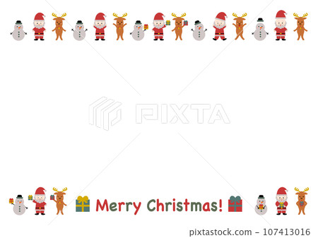Christmas frame illustration: Santa, reindeer and snowman Christmas frame illustration: Santa, reindeer and snowman 107413016