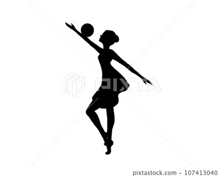 A woman doing rhythmic gymnastics (ball) A woman doing rhythmic gymnastics (ball) 107413040