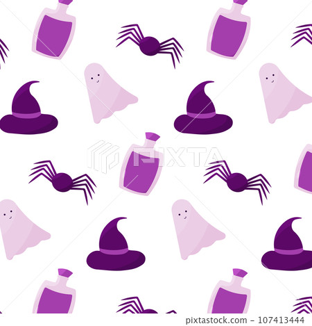 halloween potion witch hat spider ghost pattern 107413444