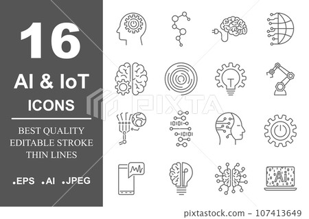 Artificial Intelligence Related Vector Icon AI, IoT, robot, chipping, setting. Editable Stroke Artificial Intelligence Related Vector Icon AI, IoT, robot, chipping, setting. Editable Stroke 107413649