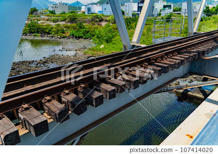 Railway bridge over the river. Railway bridge over the river. 107414020