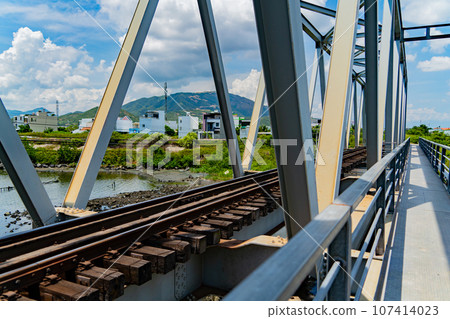 Railway bridge over the river.  107414023