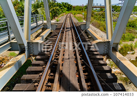 Railway bridge over the river.  107414033