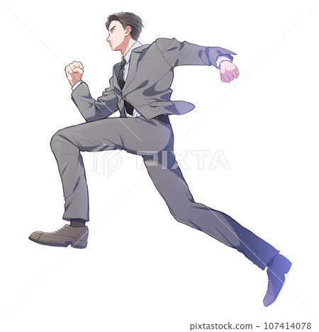穿西裝的男人側身跑 107414078