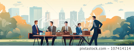 Office workers eating meal from lunchbox 107414114