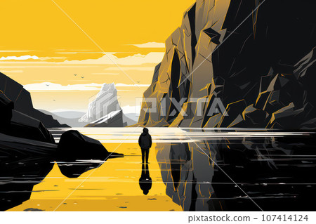 Sunset on the Icelandic coast 107414124