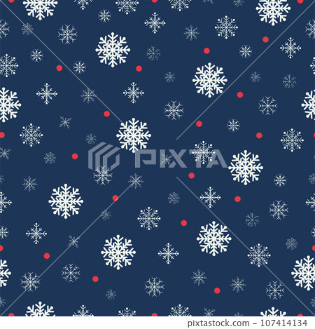 Snowflakes seamless pattern. Christmas card on blue background. Vector illustration 107414134