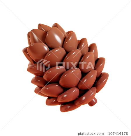 Brown open pinecone 3d render illustration. Evergreen cedar tree seed for autumn seasonal design. Cartoon fall botanical icon of fir or spruce cone. Natural thanksgiving decor. Brown open pinecone 3d render illustration. Evergreen cedar tree seed for autumn seasonal design. Cartoon fall botanical icon of fir or spruce cone. Natural thanksgiving decor. 107414178