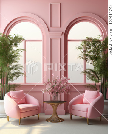 A very bright and colorful living room 107414245