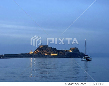 Islands in see near Corfu 107414319