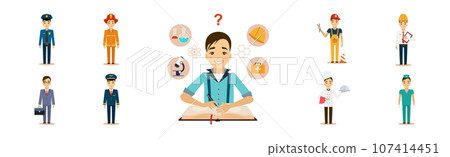 Happy Man Character of Different Profession Vector Set Happy Man Character of Different Profession Vector Set 107414451