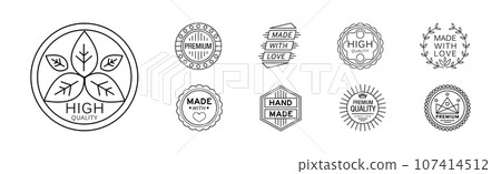 Handmade Line Badge and Labels Elements Vector Set Handmade Line Badge and Labels Elements Vector Set 107414512