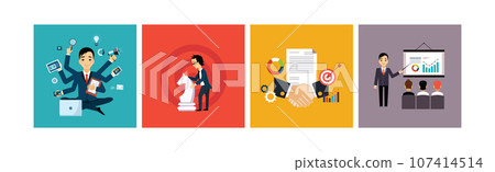 Business and Management Icon and Flat Symbol Vector Set Business and Management Icon and Flat Symbol Vector Set 107414514