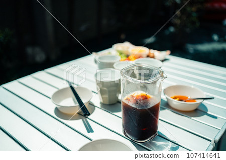 Nagashi somen noodles in the garden 107414641