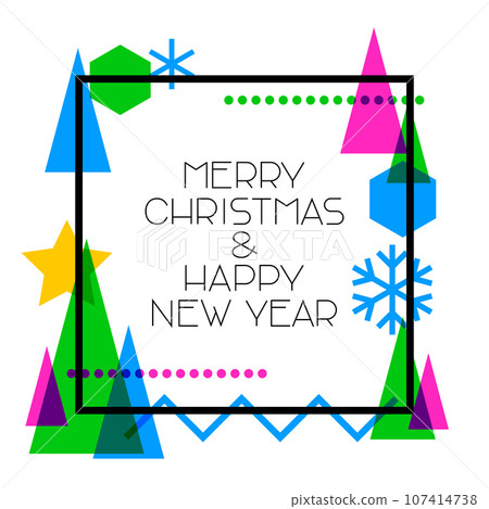 Merry Christmas and Happy New Year. Greeting card with abstract geometric design. Merry Christmas and Happy New Year. Greeting card with abstract geometric design. 107414738