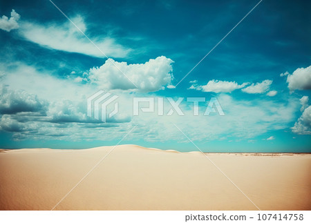 Desert sand minimalistic landscape. Atmospheric scenic dunes imaginary view. Generative AI 107414758