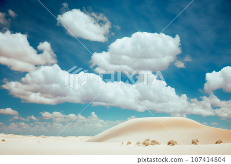 Desert sand minimalistic landscape. Atmospheric scenic dunes imaginary view. Generative AI 107414804