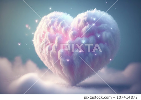 Heart shaped cloud on pink background.... - Stock Illustration ...