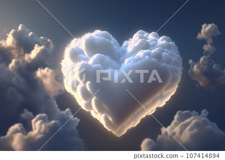 Heart shaped cloud on pink background.... - Stock Illustration ...
