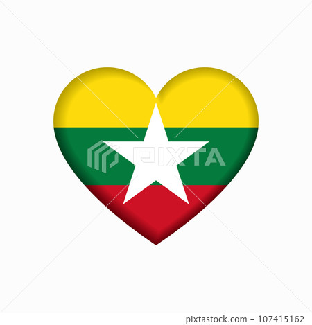 Myanmar flag heart-shaped sign. Vector illustration. 107415162