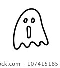 Hand drawn outline symbol of a Halloween spooky cute ghost. Isolated vector doodle illustration on white. 107415185
