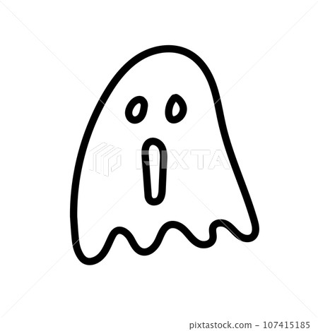 Hand drawn outline symbol of a Halloween spooky cute ghost. Isolated vector doodle illustration on white. Hand drawn outline symbol of a Halloween spooky cute ghost. Isolated vector doodle illustration on white. 107415185