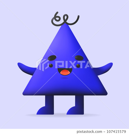 Funny 3D geometric triangle shape with happy emoji Funny 3D geometric triangle shape with happy emoji 107415579