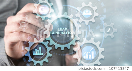 Lead Generation Concept On Cogwheels. Busuness Finance Lead Generation Concept On Cogwheels. Busuness Finance 107415847