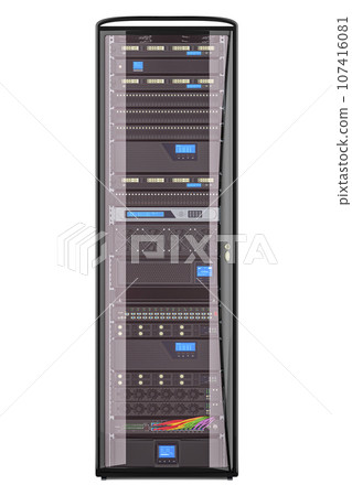 Computer Server Rack, front view. 3D rendering-插圖素材 [107416081] - PIXTA圖庫
