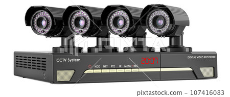 System digital video recorder, cctv system. 3D rendering System digital video recorder, cctv system. 3D rendering 107416083