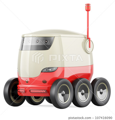 Autonomous delivery robot, 3D rendering Autonomous delivery robot, 3D rendering 107416090