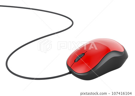 Wired Computer Mouse, 3D rendering Wired Computer Mouse, 3D rendering 107416104
