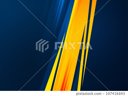 Dark blue and bright orange grunge stripes abstract background 107416843