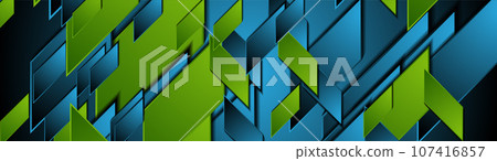 Green blue geometric elements abstract tech banner Green blue geometric elements abstract tech banner 107416857