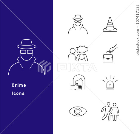 Line icon set with motifs related to crime,... - Stock Illustration ...