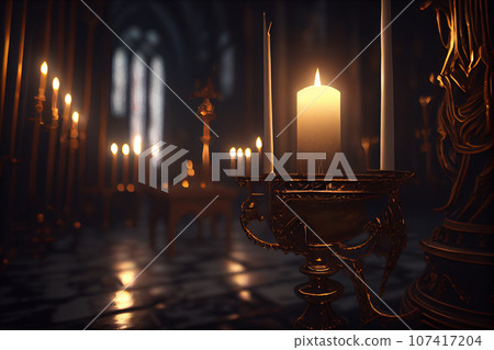 Lit candles in the temple Lit candles in the temple 107417204