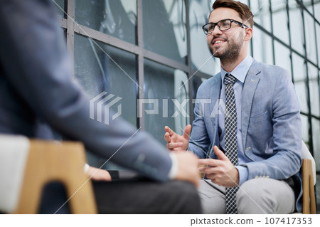 Man having a business meeting, recruitment or agreement. 107417353