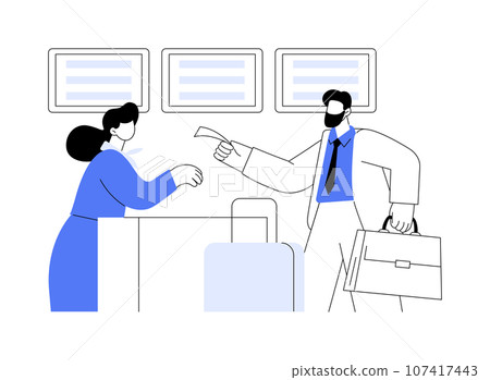 Flight check-in abstract concept vector illustration. Flight check-in abstract concept vector illustration. 107417443