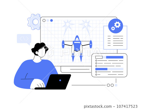 Video game design software abstract concept vector illustration. Video game design software abstract concept vector illustration. 107417523