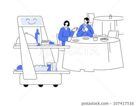Robotic waiter abstract concept vector illustration. 107417538