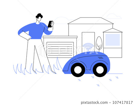 Autonomous mowing abstract concept vector illustration. Autonomous mowing abstract concept vector illustration. 107417817