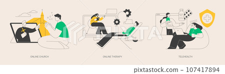 Distance help and support abstract concept vector illustrations. Distance help and support abstract concept vector illustrations. 107417894