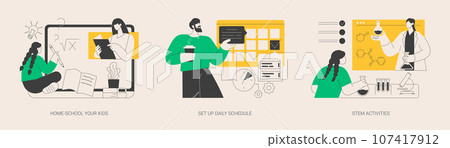 Remote home education abstract concept vector illustrations. Remote home education abstract concept vector illustrations. 107417912